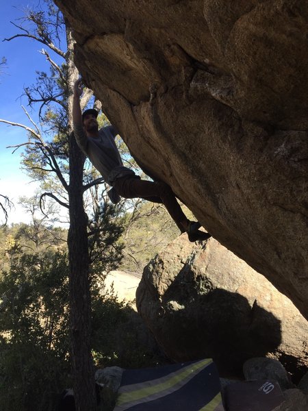 Andrew climbing the arete