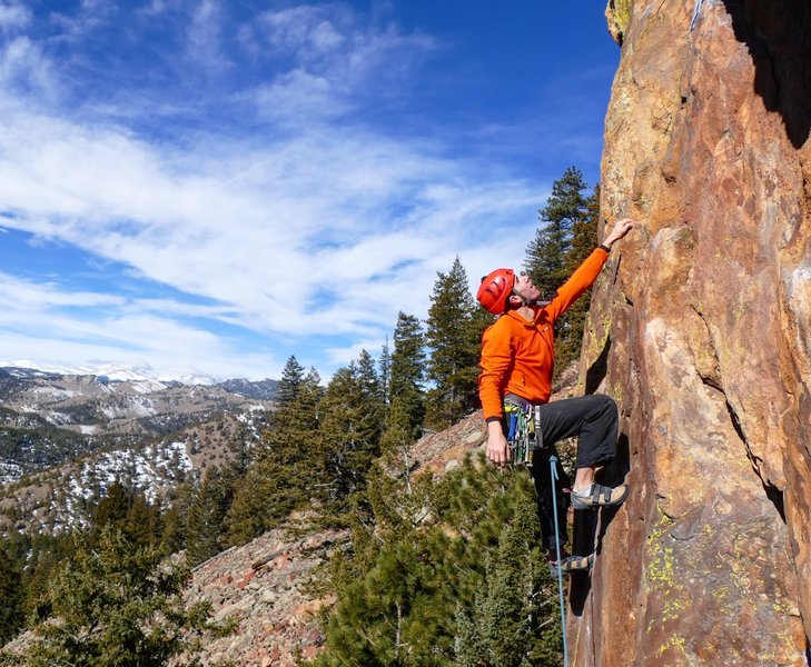 The final jugs to the anchor.
<br>
<br>
Photo: Adam Brink.