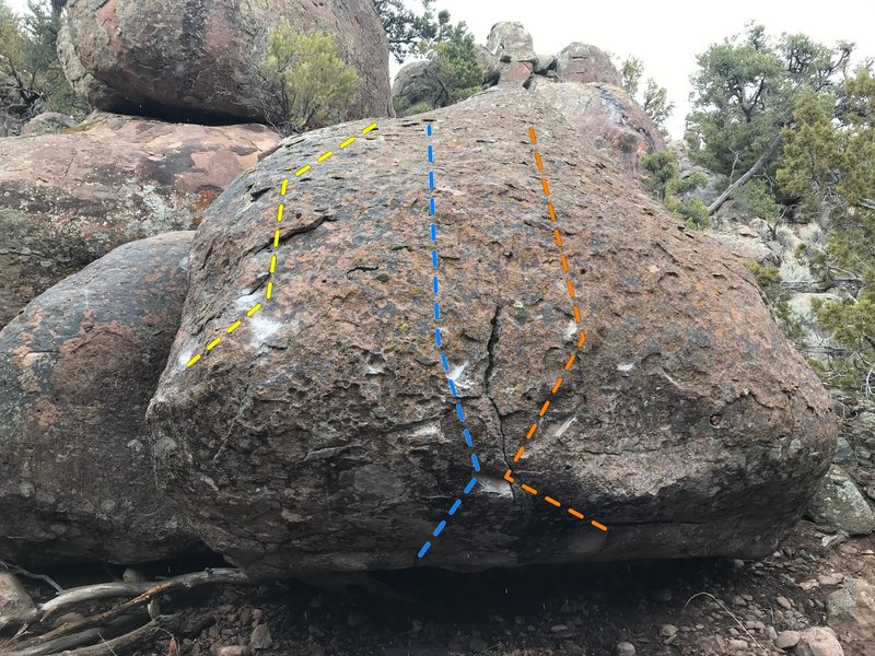 10 Weeks Boulder. Urg (Yellow), The Remedy (Blue), and the Enemy (Orange)