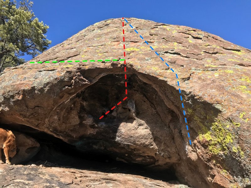 40 Foot Mantle (Red) and Cave Arete (Blue)