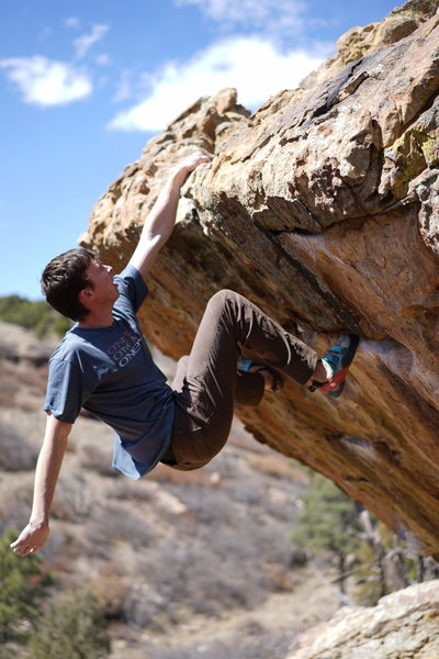 Topping out the short and steep route.