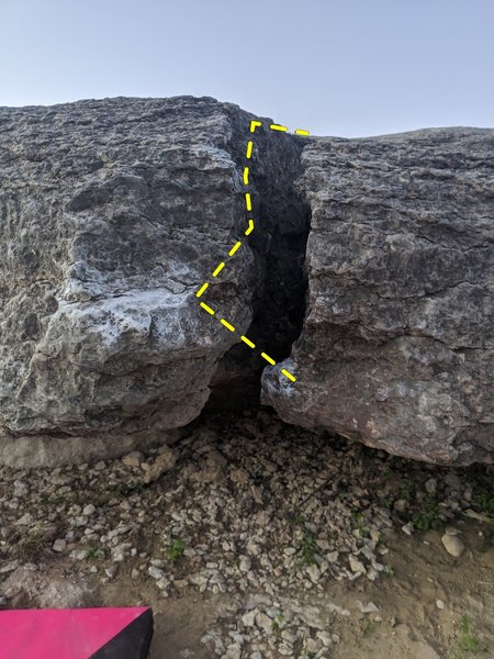 Start is right edge in the crack. Move between the crack to top out