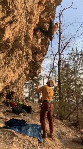 Reaching up to set the kneebar