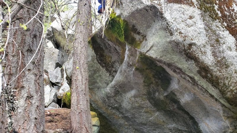 the boulder as you first see it from the side
