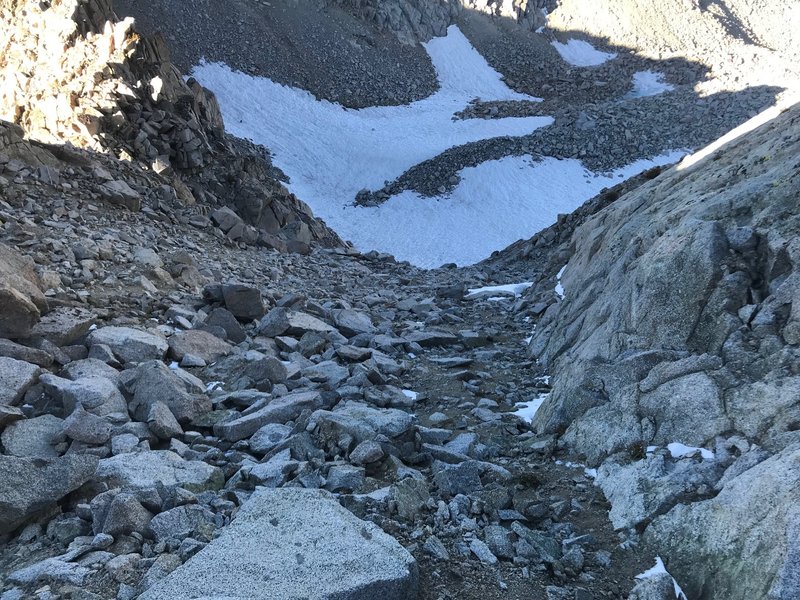 Looking down the chute for atop Treasure Col. Down this chute the end of the link-up. Photo taken 5 October 2019