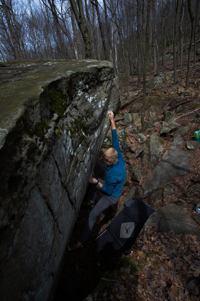 Figuring out the feet before the crux.