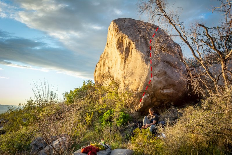 Looking at the boulder from the road