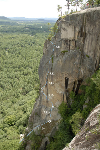 Sending the crux pitch from the ground was the real challenge. I combined pitch 2 & 3 together on the FA.