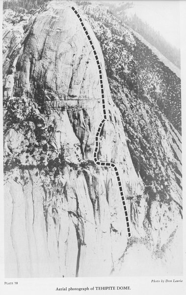 Tehipite Dome - South Face - aerial photo by Don Lauria, 1964 AAJ
