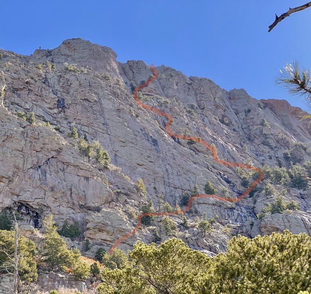 This is roughly the path we took up the Standard S Route, finishing on line "U" as our exit pitch.