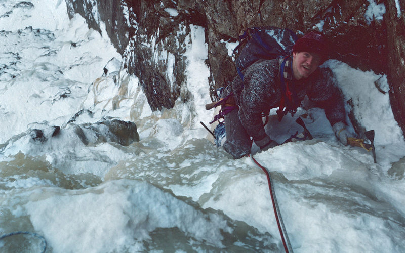 The 'Phez' (Jeff Pheasant) at the top of the 2nd pitch - late winter 1976.
