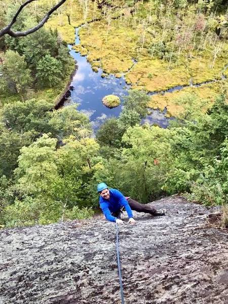 Seth coming up the top of Like a Hurricane on the first ascent
