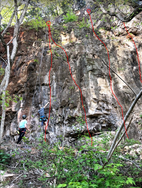 From left to right:
<br>
1. Funky Side Pulls
<br>
2. Fingland the Finger Lock
<br>
3. S&M
<br>
4. Horses Mouth