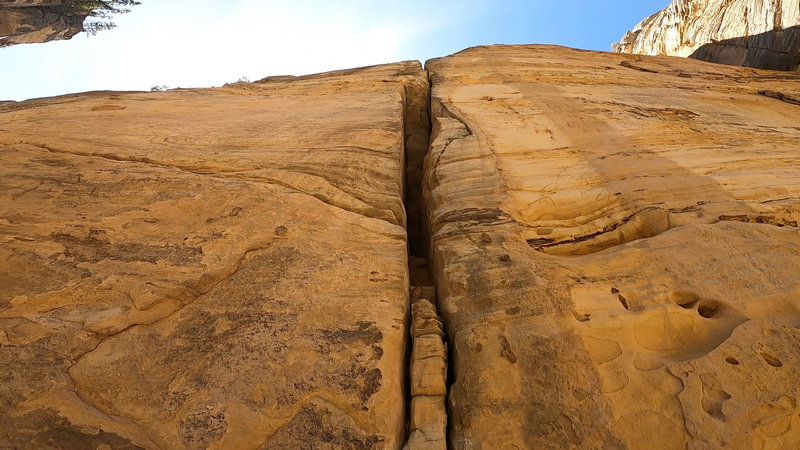View looking into the face/squeeze entrance of the chimney.