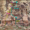 Yellow = Raptor Tower (Bill & Fer's Excellent Adventure) Route<br>
Blue = Easiest and Fastest Descent Beta