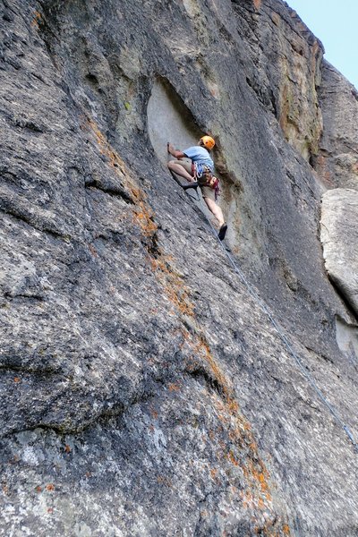 Approaching the steep pod above the initial slab.