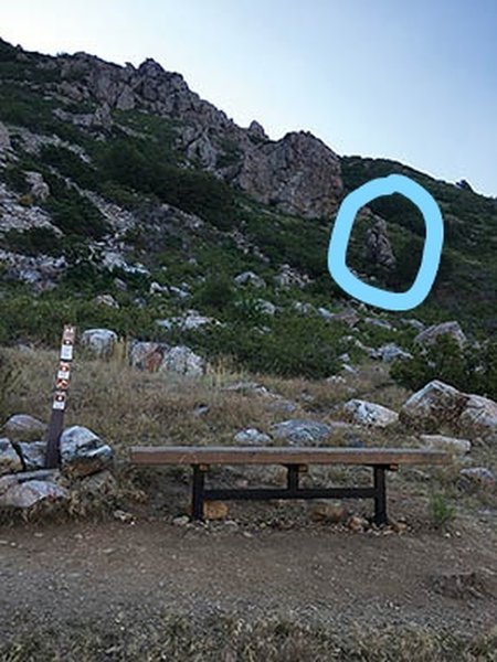 This is the view of the rock from the bench