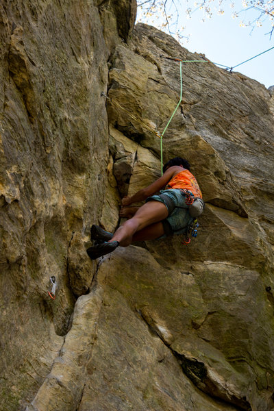 bret working the layback, about to go under the roof