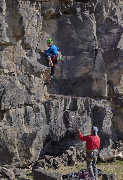 Eric Bluemn on the sharp end; Vernon Phinney belaying, Mar 2020