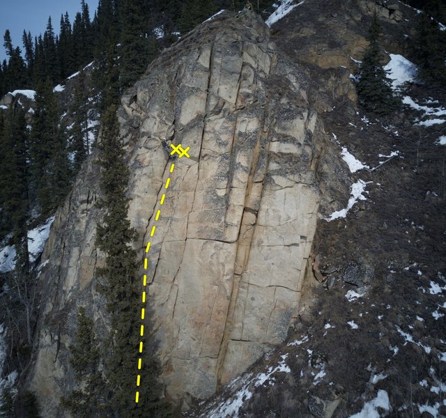 Leftmost crack with Jonathan at location of anchor.