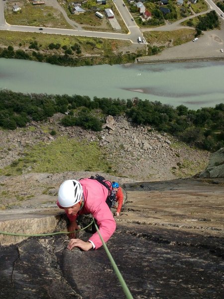 Nearing the top of pitch 4.