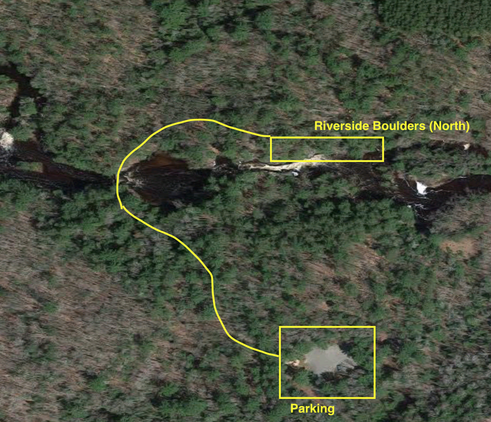 Climbing in Riverside Boulders (North), Northern Highlands