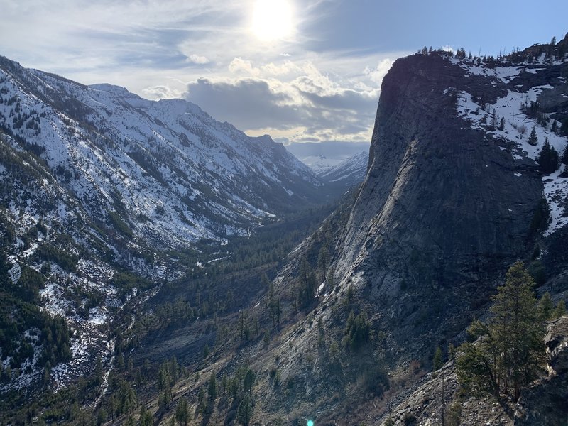 Summit of Blackfoot Dome looking West toward Nez Perce Spire on the right.