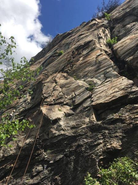 Draws for the climb are just right of the orange rope