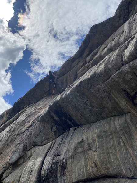 Dana getting horizontal at the top crux