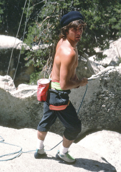 Ron Kauk belaying Do or Fly. (Aug 1987)