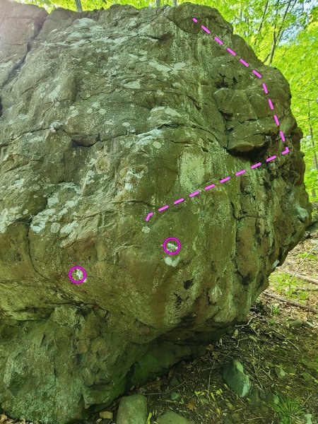 Starting holds + line in pink