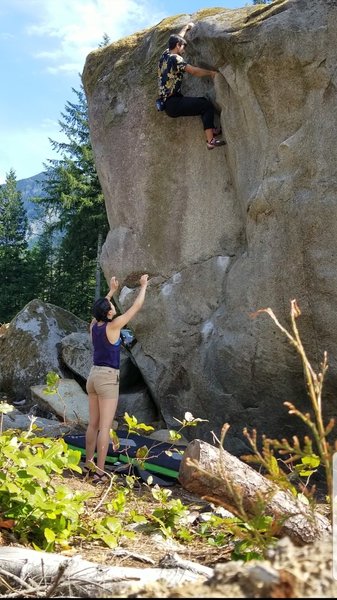 Thankfully you finish on jugs because the top-out is pretty high up.