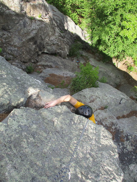 Just above the Crux of the 5.8 Roof