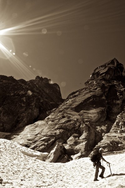 jeff ranish on the approach to the minuteman east face photo bissell hazen
