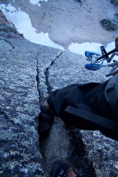 me following pitch 4 or 5 and if there is a better 5.8 crack anywhere, I certainly have not found it. photo Bissell Hazen