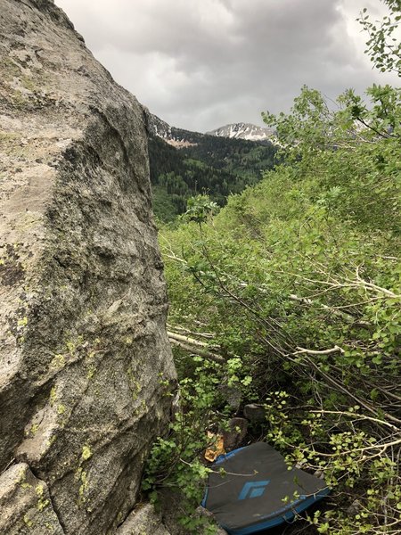 The face of the climb! Start low on obvious jug-rail and work towards the top!