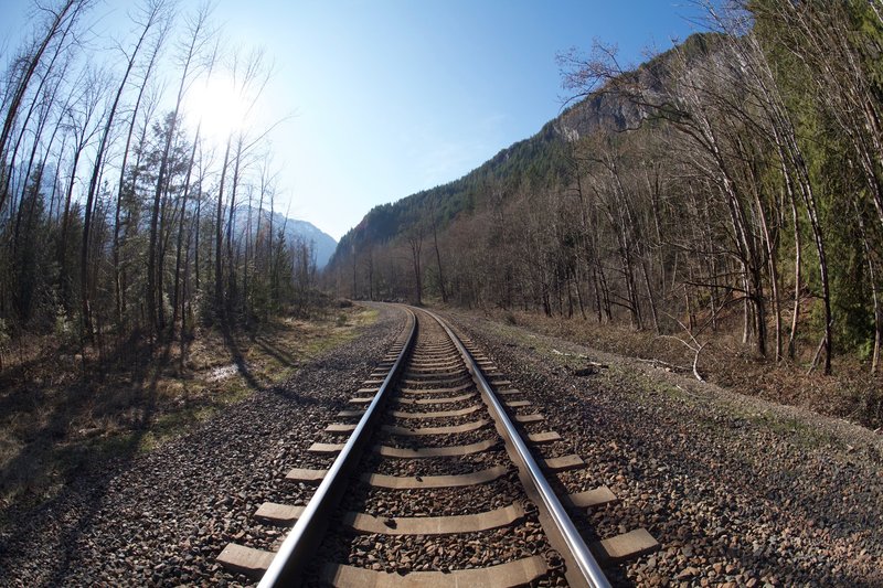 train tracks and weird bright thing in the sky after an especially soggy 2020 winter photo bissell hazen