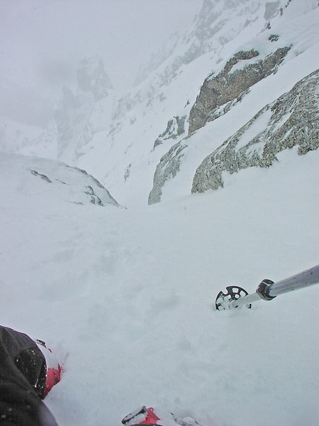 dec 22, 2004 looking down the choke on the east face of teewinot climb and ski with mason cassidy and chris figenshau photo bissell hazen