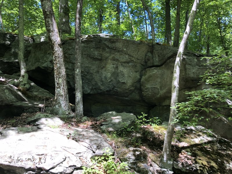 Climbing in Chromatic Ribbon Boulder, Lincoln Woods