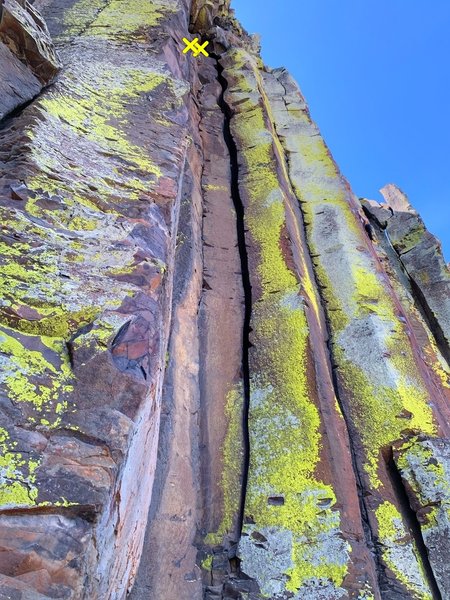 The beautiful Mr. Gorbonifar! The anchors are not visible in this photo, but are to the left of the top of the crack.