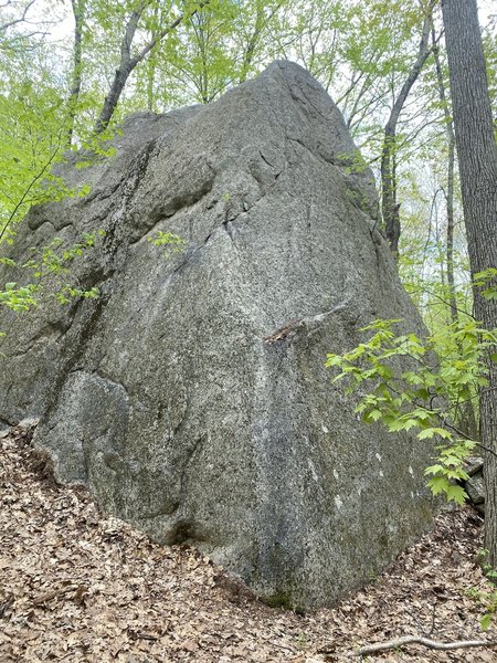 I found this boulder out on the Long Trail. It's incorporated into a stone wall, about 20 feet high, you can't miss it. There were TR bolts up top. I'm considering adding it as an area if it doesn't already have a name/established routes.