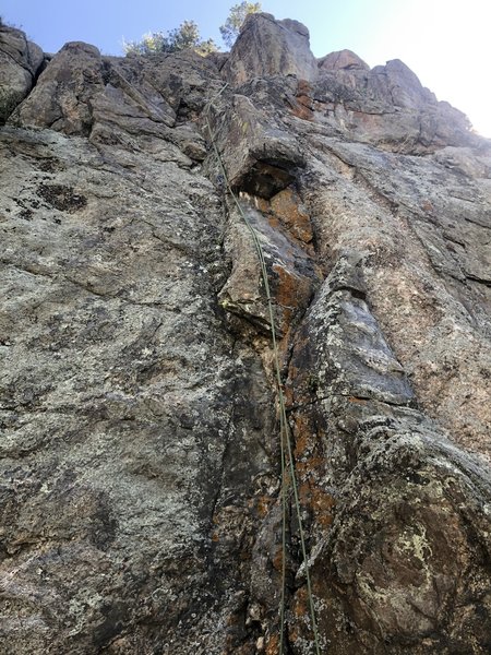 The climb shown with a rope.