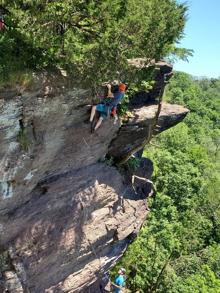 2nd pitch Dirty Sanchez - Eli Golden climbing &Rod Januzzi on belay.