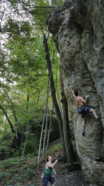 First 5.12. Max with the super belay (2017)