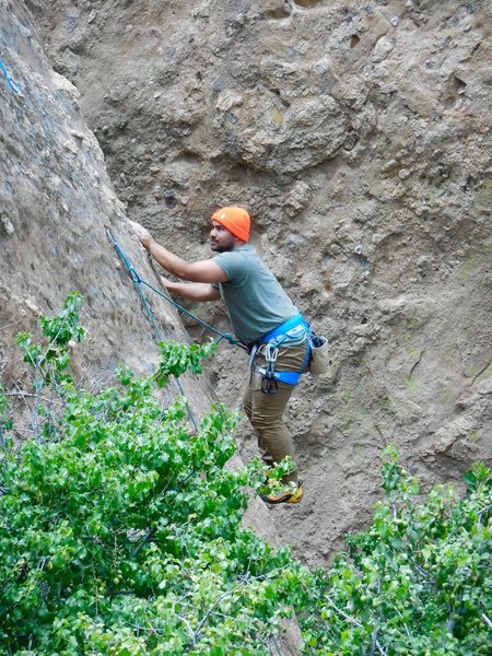 Getting acquainted to slab climbing at Texas Canyon.