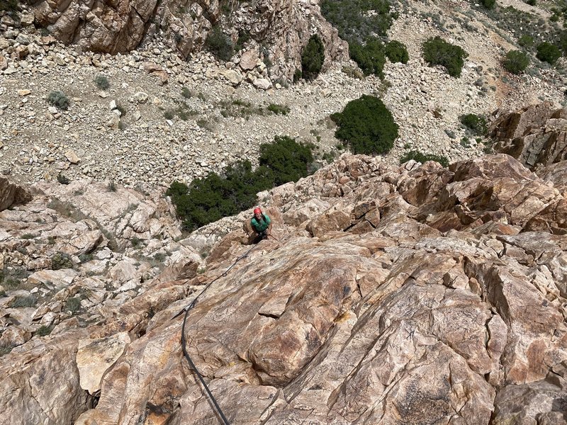 Looking down while leading P3.