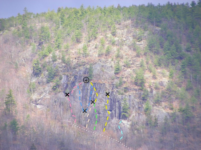 Bear Cub cliff as seen from highway above the tumbledown dick climbing area in Gilead.