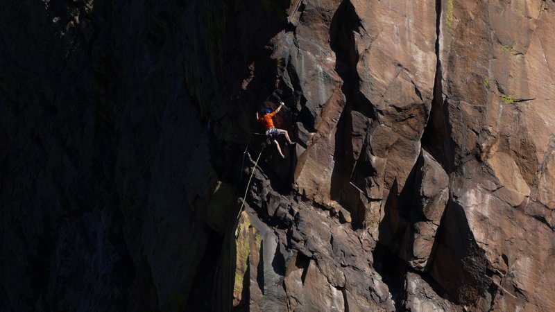 The boulder problem, which I think feels more like 10a if you have good beta and a long wingspan.
<br>
<br>
Photo taken by my dad, Pat Manson.