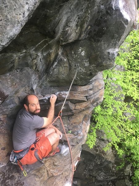 Seth hangs out on the rest ledge after being sapped of all power from the last two moves.
