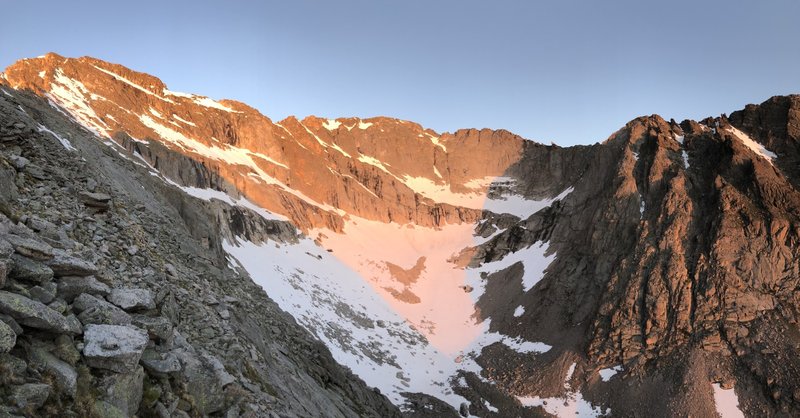 Shelf Cirque in alpenglow, taken from the side of Arrowhead.